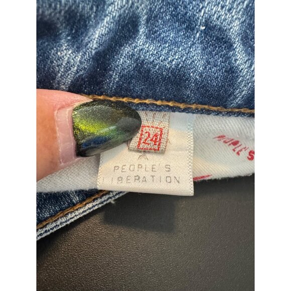 Vintage Y2K Peoples Liberation Jeans Cuffed Straight Leg Low Rise Size 24 - Picture 8 of 11